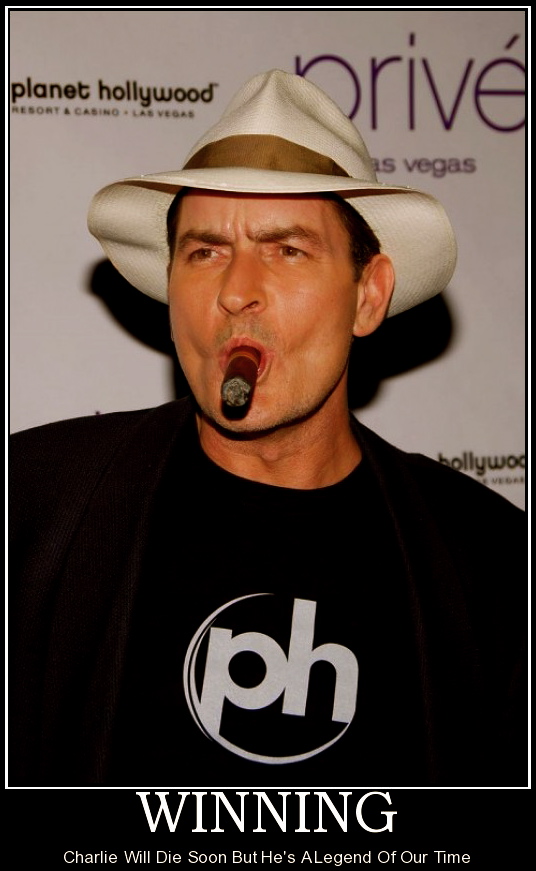 charlie sheen poster. Charlie Sheen is going down in